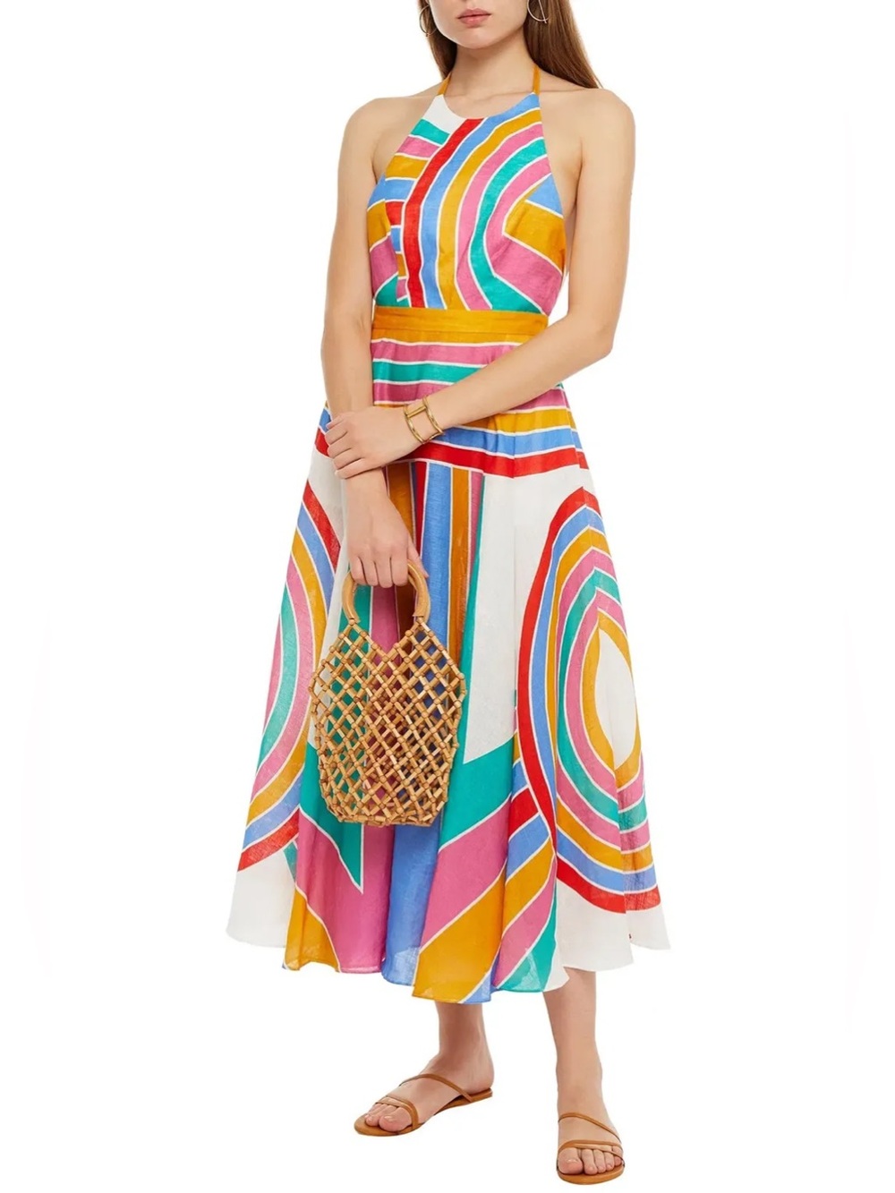 Zimmermann Multicolor Maxi Skirt with Curved Stripe Print size 1=6 US - Picture 1 of 7